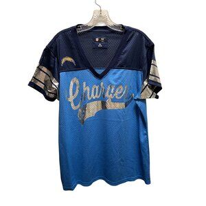 Womens NFL Chargers Team Apparel Jersey XL Blue Mesh V-Neck